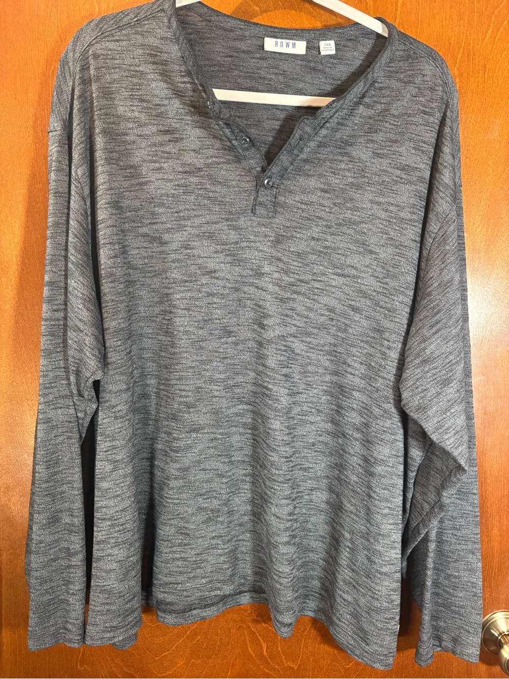 Rowm Men's Long Sleeve Henley Shirt - Heather Gray